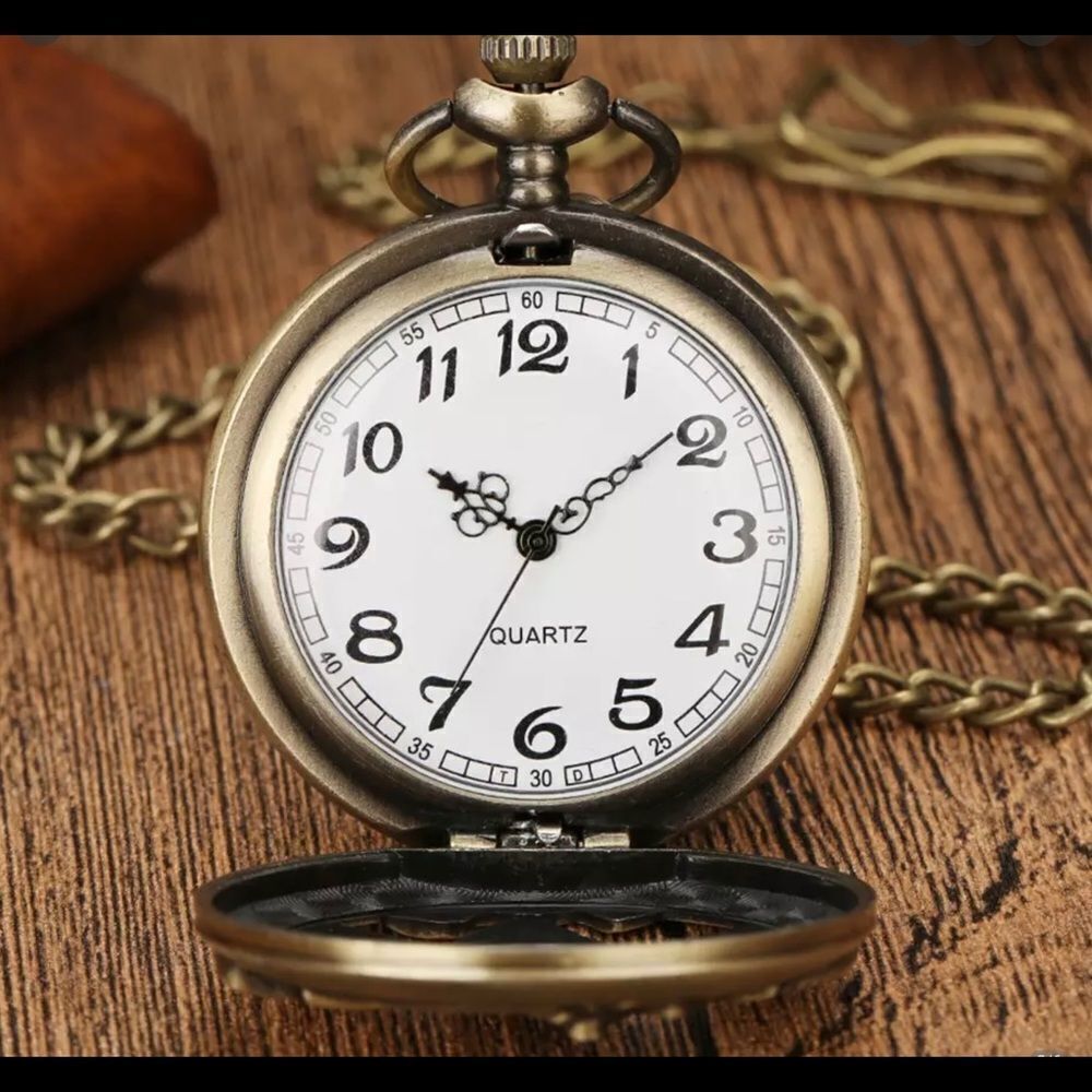 Motorcycle Design Bronze Quartz Pocket Watch - Picture 2 of 7